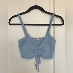 Fuzzy Blue Cropped Tank Top from  Garage